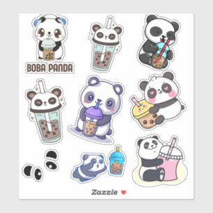 Sticker Cute Panda Bobble Tea Kids
