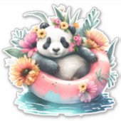 Sticker Cute Panda Chilling dans un tube intérieur (Devant)