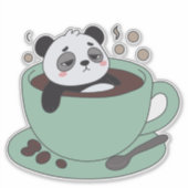 Sticker Cute Panda In Coffee Cup Coffee Lover Gift (Devant)