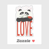 Sticker Cute Panda in Love (Feuille)