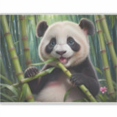 Sticker Cute Panda Mange Du Bambou (Devant)