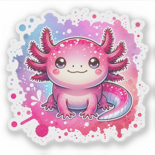 Sticker Cute Pastel Axolotls Nouveaux modèles Vinyl St (Devant)