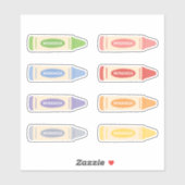 Sticker Cute Pastel Crayons avec nom personnalisé (Feuille)