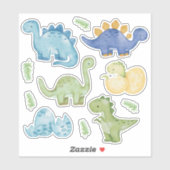 Sticker Cute Pastel Dinosaures Aquarelle Dino (Feuille)