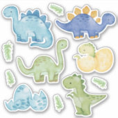 Sticker Cute Pastel Dinosaures Aquarelle Dino (Devant)