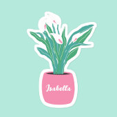 Sticker Cute Peace Lily Nom de la plante