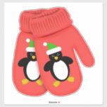 Sticker Cute Penguin | Christmas Mittens | Grand<br><div class="desc">Vous pouvez obtenir cet autocollant dans une taille plus petite et aussi sur une feuille avec sept petites mitaines autocollants, pour les fêtes! La décoration pour les fêtes de Noël est tellement amusante quand c'est facile et les décorations sont belles ! Art original, droits d'auteur, non à vendre. Voir toute...</div>