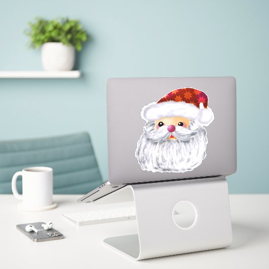 Sticker Cute Père Noël (Ordinateur portable sur le bureau)