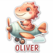 Sticker Cute Petit Pilote Dinosaure Avion Volant (Devant)
