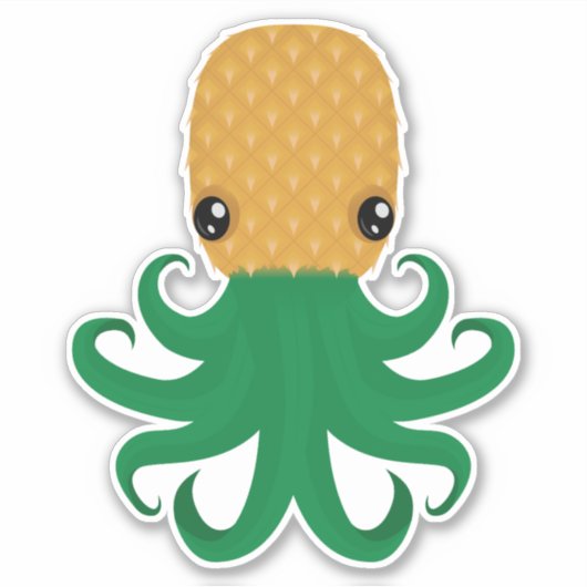 Sticker Cute Pineapus (Poctopus d'ananas) (Devant)