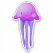 Sticker Cute Pink and Purple Jellyfish (Devant)