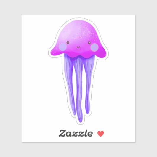 Sticker Cute Pink and Purple Jellyfish (Feuille)