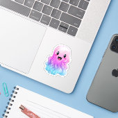 Sticker Cute Pink Ghost : Sweet Ghost #1 (Ordinateur portable avec iPhone)