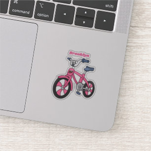 Sticker Cute pink kids bicycle cartoon illustration