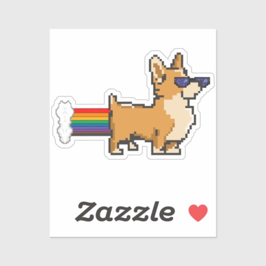 Sticker Cute Pixel Corgi (Feuille)