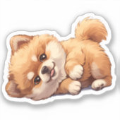 Sticker Cute, Playful Pomeranian (Recto)