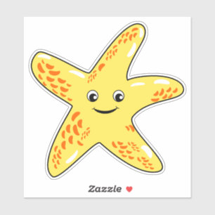 Sticker Cute poisson d'étoile souriant