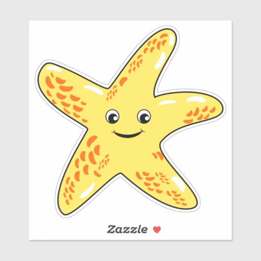 Sticker Cute poisson d'étoile souriant (Feuille)
