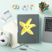 Sticker Cute poisson d'étoile souriant (Couverture iPad)