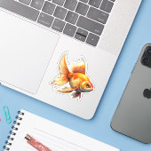 Sticker Cute poisson d'or (Ordinateur portable avec iPhone)
