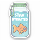 Sticker Cute Poisson D'Or Dans Une Bouteille D'Eau Restez  (Devant)
