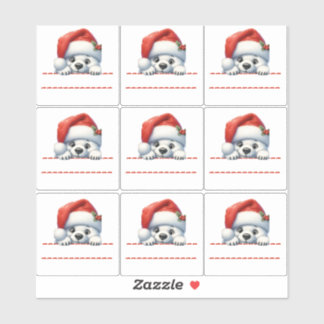 Sticker Cute Polar Bear Christmas Label