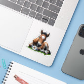 Sticker Cute Pony Fool (Ordinateur portable avec iPhone)