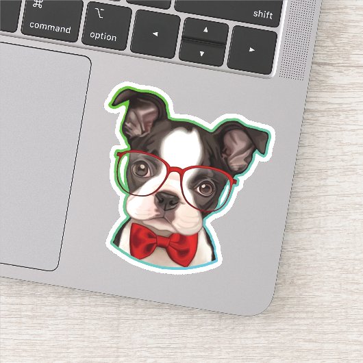 Sticker Cute Pop Art Hipster Boston Terrier (Détail)