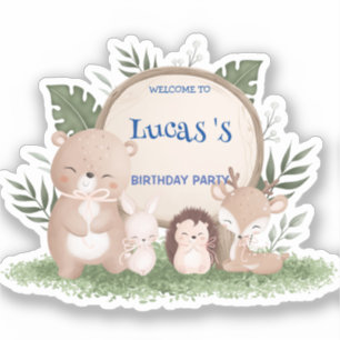Sticker Cute Porcupine Ours anniversaire jungle fête d'ann