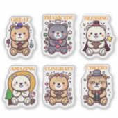 Sticker Cute Positive Bear-6 Designs (Devant)