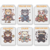 Sticker Cute Positive Bear-6 Designs-vol4 (Devant)