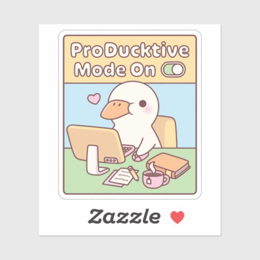 Sticker Cute Productive Canard Mode Productif Sur Drôle (Feuille)