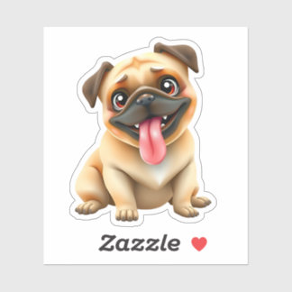 Sticker Cute Pug Dog