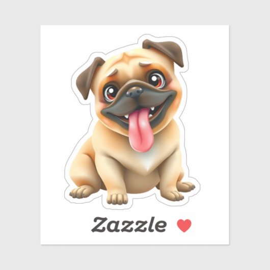 Sticker Cute Pug Dog (Feuille)