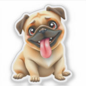 Sticker Cute Pug Dog (Devant)
