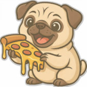 Sticker Cute pug donut cartoon funny munching  (Devant)