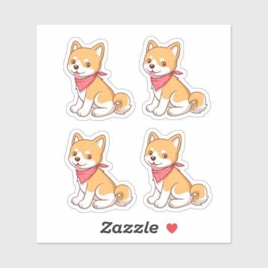 Sticker Cute Puppy Dog Shiba Inu 4 (Feuille)