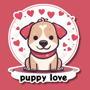 Sticker Cute Puppy Love Waterproof