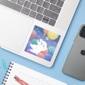 Sticker Cute Puppy with Balloons & Stars (Ordinateur portable avec iPhone)