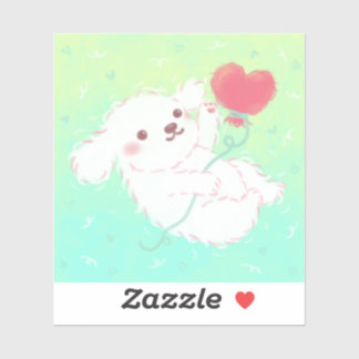 Sticker Cute Puppy with Heart Balloon