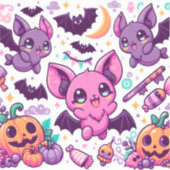 Sticker Cute purple bats halloween candy (Recto)