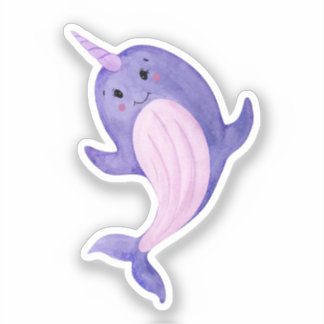 Sticker - Cute Purple Narwhal.
