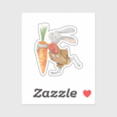 Sticker - Cute Rabbit With Carrot. (Feuille)