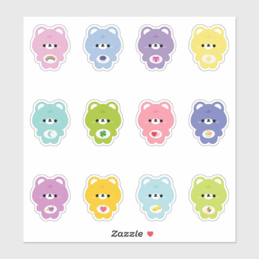 Sticker Cute Rainbow Bear (Feuille)