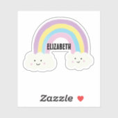 Sticker Cute Rainbow Kawaii personnalisé Pastel personnali (Feuille)