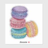 Sticker Cute Rainbow Macaroons In Watercolor (Feuille)