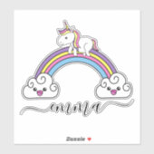 Sticker Cute Rainbow Unicorn Nom personnalisé (Feuille)