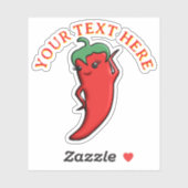Sticker Cute Red Hot Pepper Kawaii Custom (Feuille)