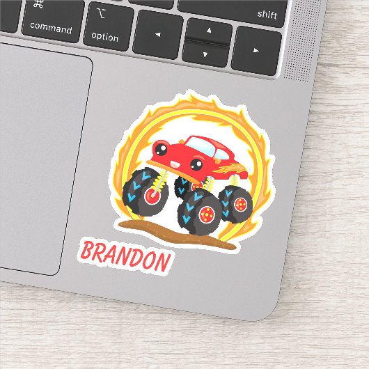 Sticker Cute Red Monster Truck Kids (Détail)