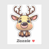 Sticker Cute Reindeer, Cerf aux Antlers, Graphique de dess (Feuille)